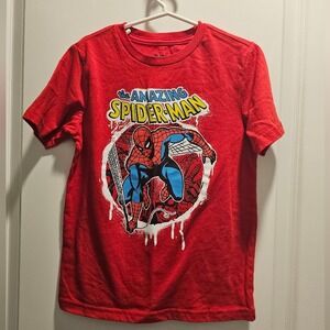 Marvel Amazing Spider-Man Kids Red Graphic T-Shirt Size S‎ 6/7 Short Sleeve Tee